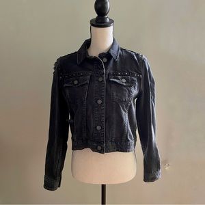 All Saints Zita Black Distressed Cropped Jacket | Size Medium